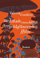 Die Zikade entschlüpft ihrer goldglänzenden Hülle